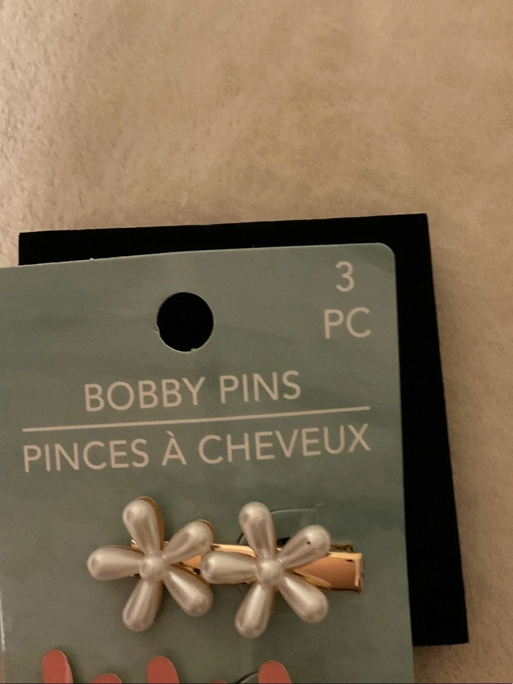 Pink Floral and Pearl Bobby Pin Set - 3 Pack